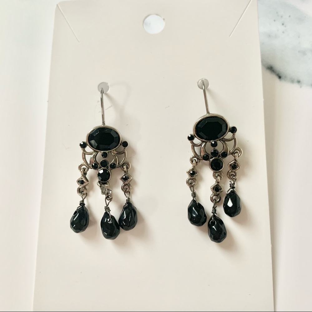 Dangly Earrings Black and Silver